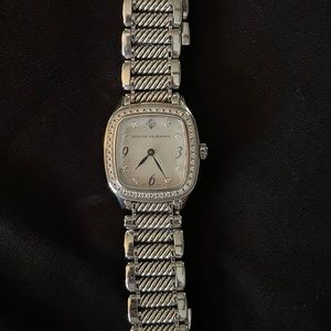David Yurman Thoroughbred Stainless Steel and Sterling Silver Watch w/ Diamonds